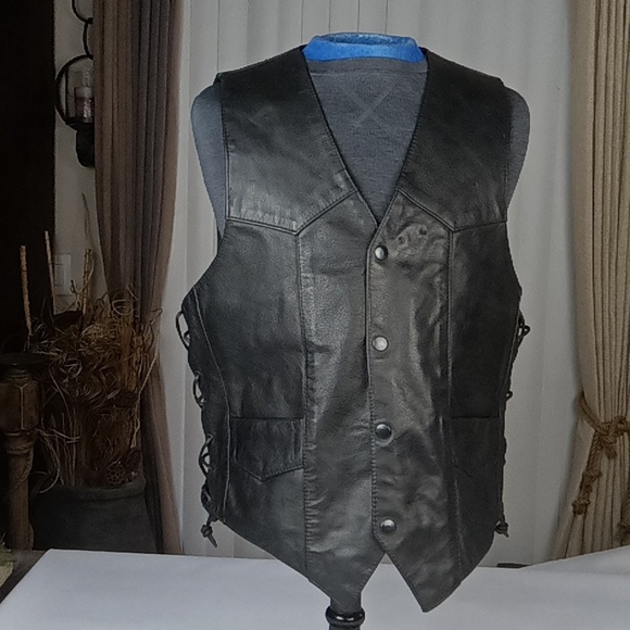 Bad Bones Genuine Leather Vest - Picture 2 of 14